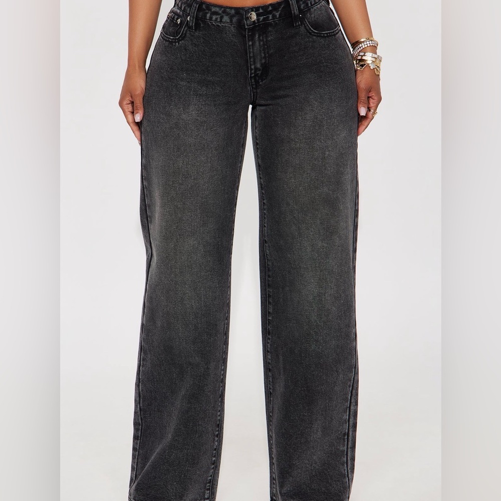 Fashion Nova Wide Leg High-Rise Jeans — Washed Black